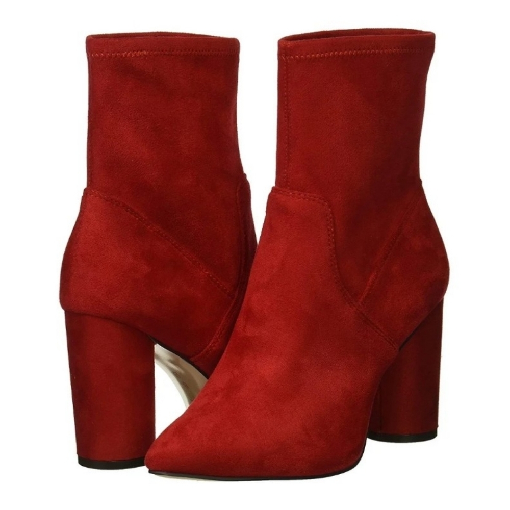 BCBG Red Microsuede Stretch Chelsea Boots